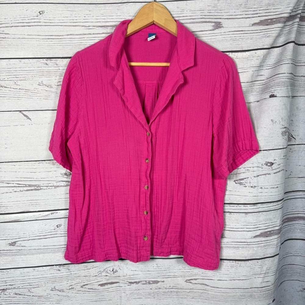 Old navy Blouse Top Short Sleeve Cotton Size S boxy fit Fuchs